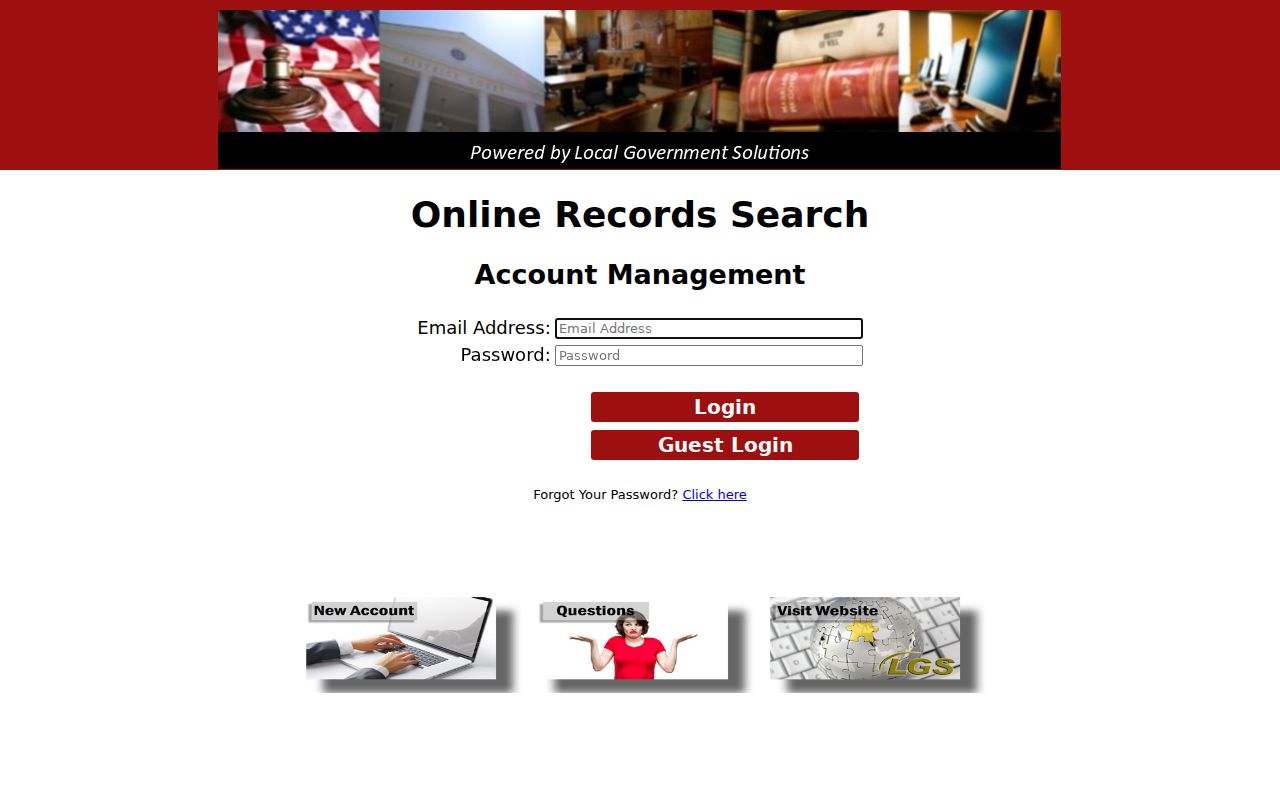 Fisher County active warrants reference, portal login and guest access fields