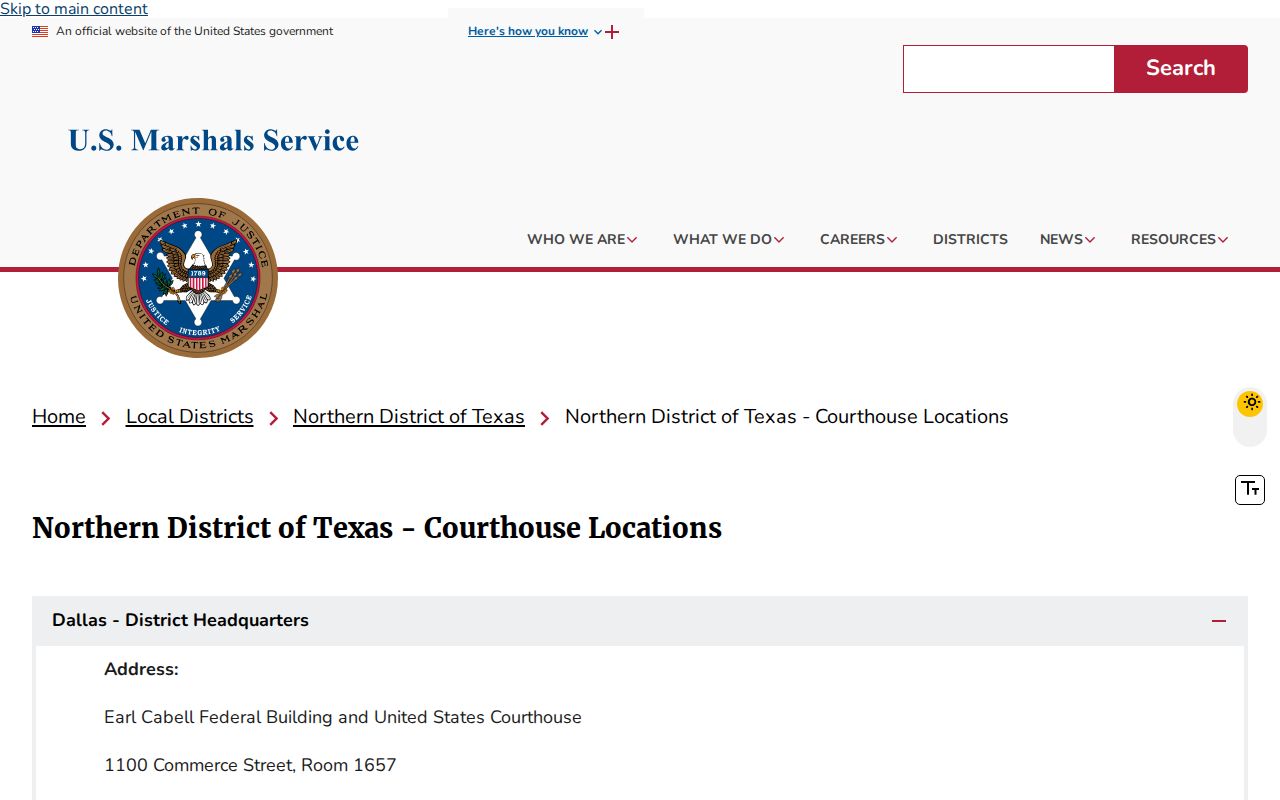 Fisher County most wanted warrant records reference, U.S. Marshals Northern District of Texas courthouse route